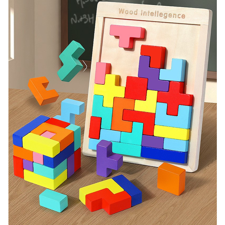 กระดานไม้ตัวต่อ Tetris Building Blocks