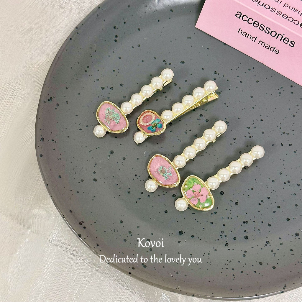 Kovoi/mori Series Fairy Beauty คลิปด้านข้าง High-End กิ๊บติดผมมุกเวอร์ชั่นเกาหลีคลิปแบนขนาดเล็กสด Bangs คลิปอุปกรณ์เสริมผม