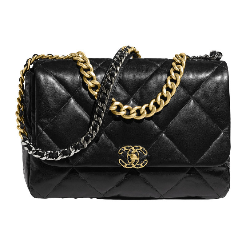 Chanel/Chanel 2023 New Womens Bright Lambskin 19 MAXI Handbag Single Shoulder Bag Crossbody