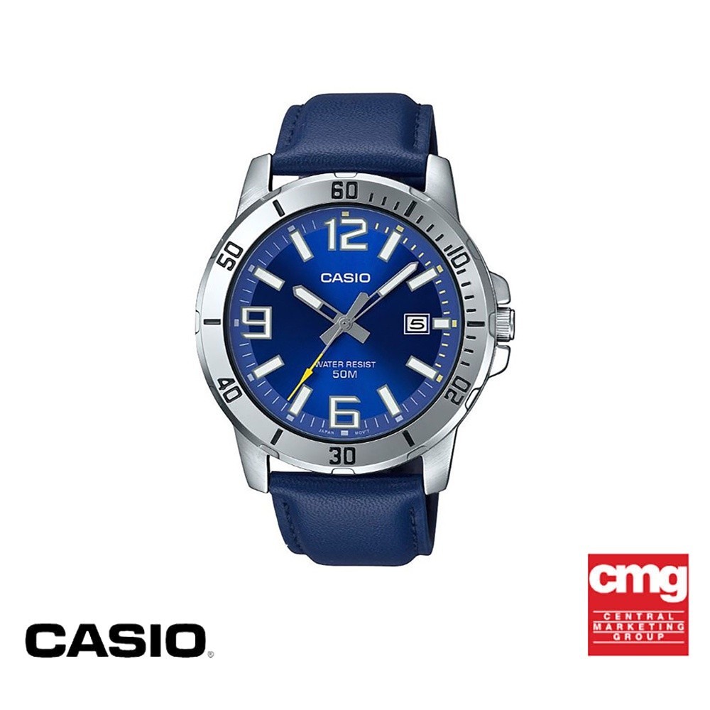 CASIO นาฬิกาข้อมือ CASIO รุ่น MTP-VD01L-2BVUDF สายหนัง สีน้ำเงิน