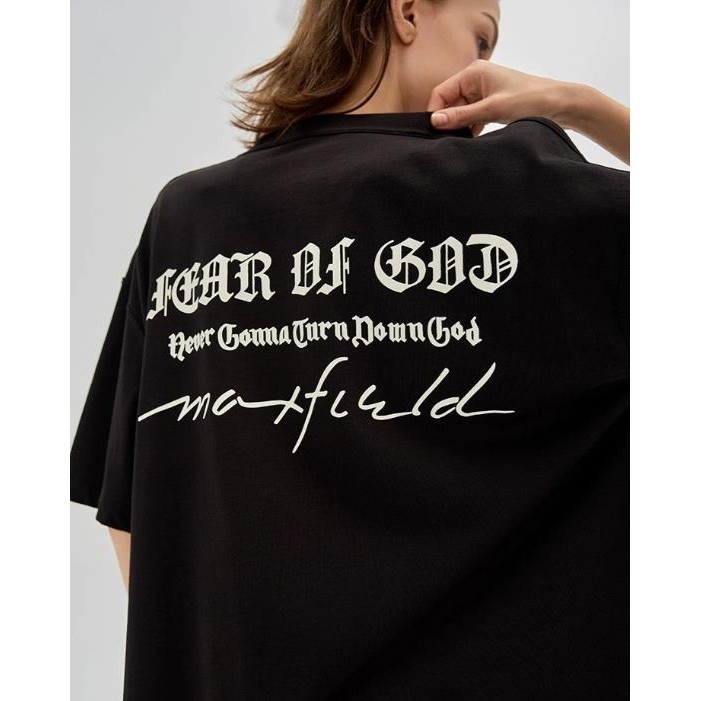 ******* FEAR OF GOD FOG สันสกฤตพิมพ์ตัวอักษรคอกลมแขนสั้นเสื้อยืด High Street