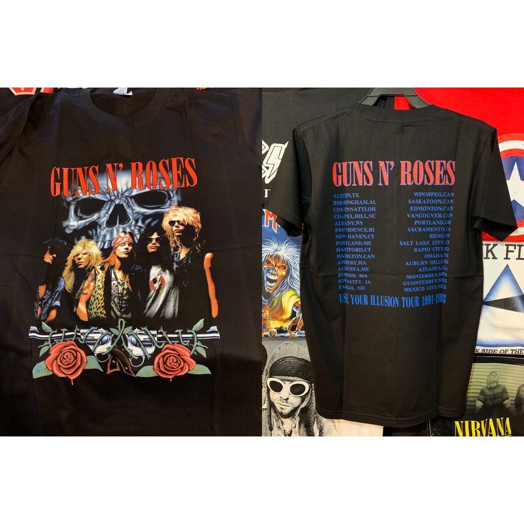 ย้อนยุค#เสื้อยืดคอกลม#GN088 เสื้อยืดวงร็อค GUNS N ROSES กันแอนโรส เสื้อวง เสื้อยืดกันแอนโรส เสื้อวิน