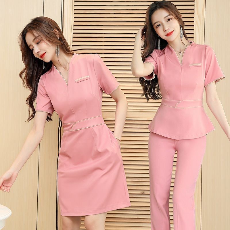 Xiao Su สไตล์ใหม่ Beautician Workwear หญิง High-End Ear Picker โรงแรมนวดชุดยืดหยุ่นแช่เท้า Foot Therapy Technic