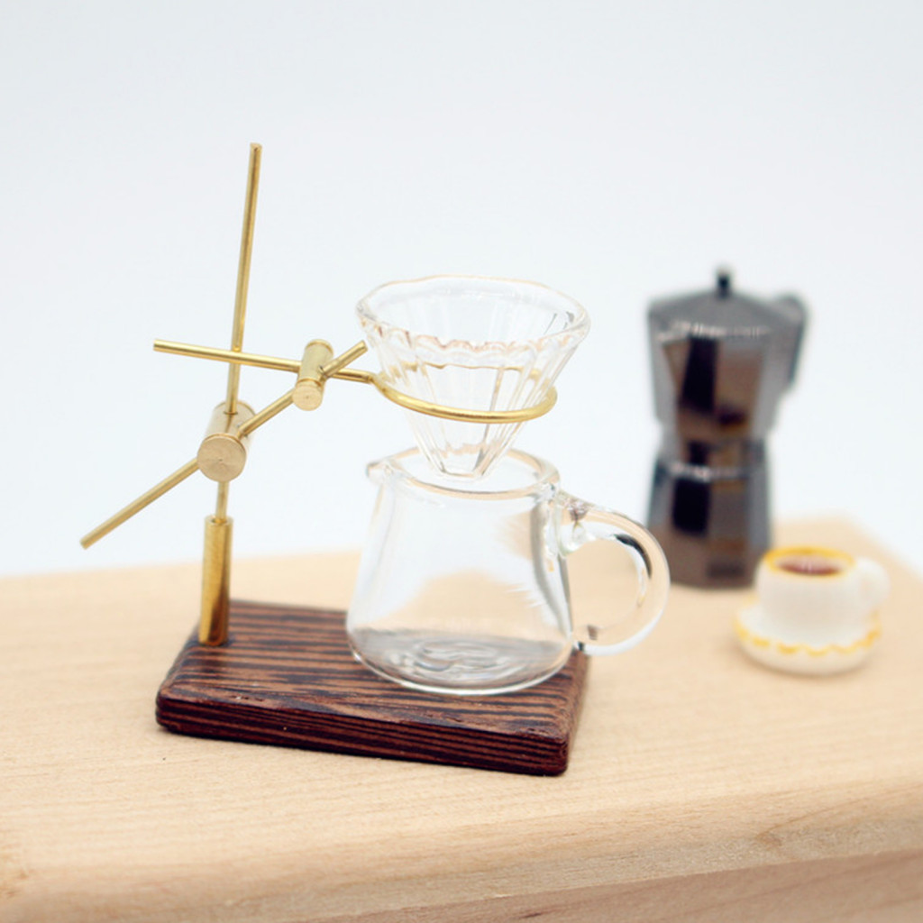 Mini Pour-over Coffee Maker Dollhouse Coffee Brewing Kit Miniature Pour-over Coffee Maker ชุดสําหรับ Diy Dollhouse ตกแต ่ งห ้ องครัวฉากของเล ่ นสําหรับห ้ องเรซิ ่ นแก ้ ว