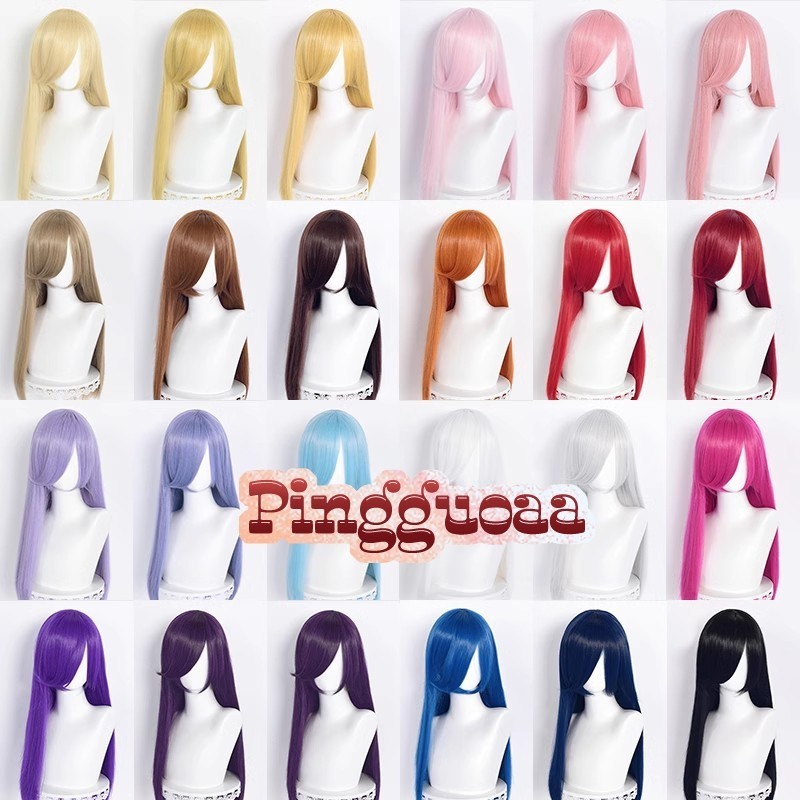 🔥พร้อมส่ง🔥 Women Long Bangs 60cm Universal Long Straight Multicolor Modeling Practice Hand Heat Resistant Synthetic Hair