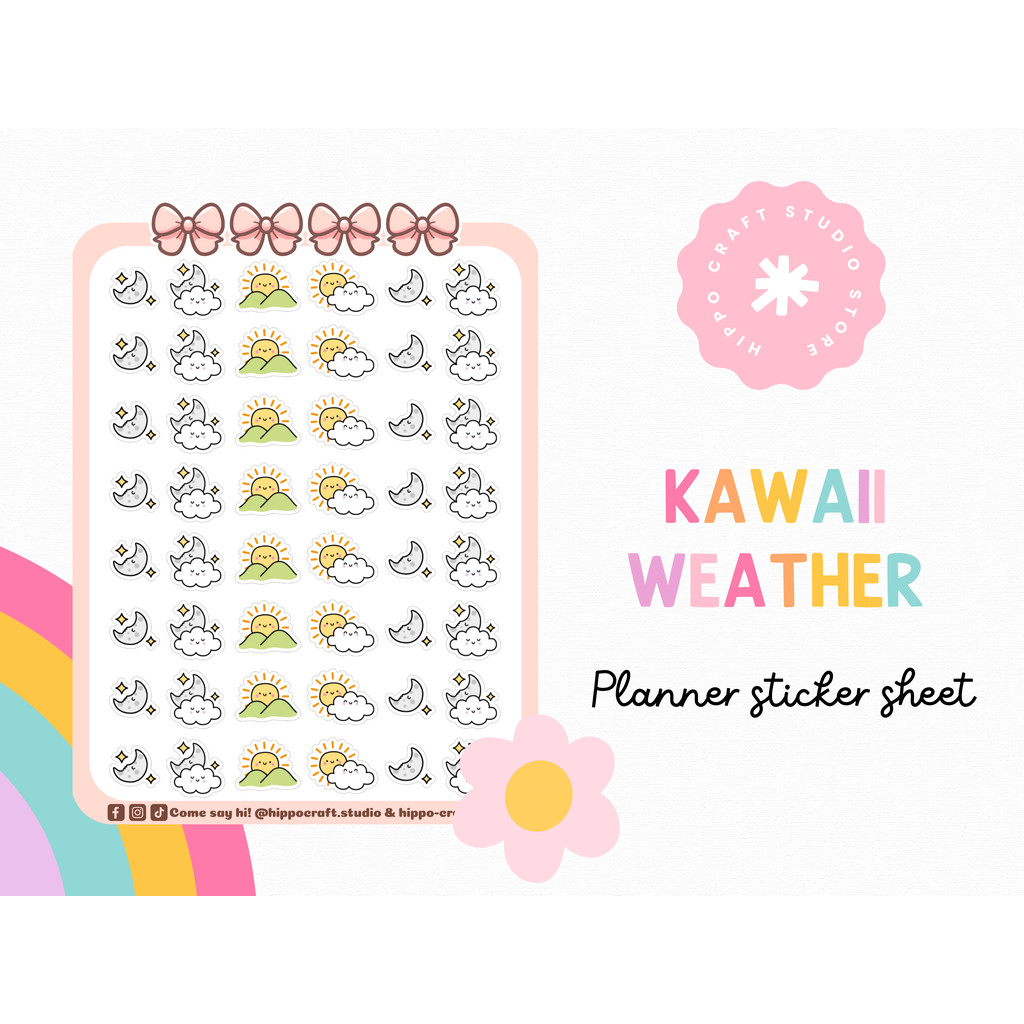 Sunrise kawaii weather | Planner sticker sheet ไอคอนสภาพอากาศ แพลนเนอร์สติ๊กเกอร์