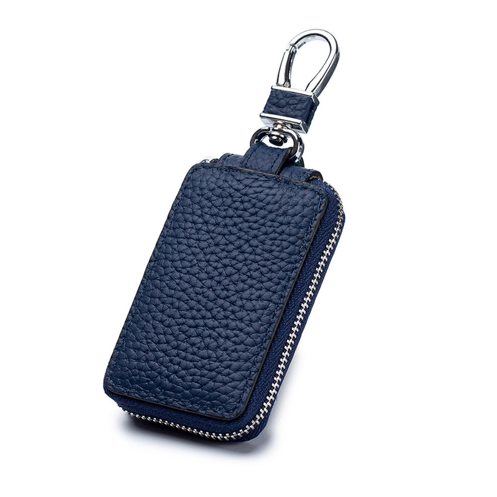 Genodern หนังแท ้ กุญแจรถผู ้ ชาย Cowhide Key Case Zipper Key Leather Case