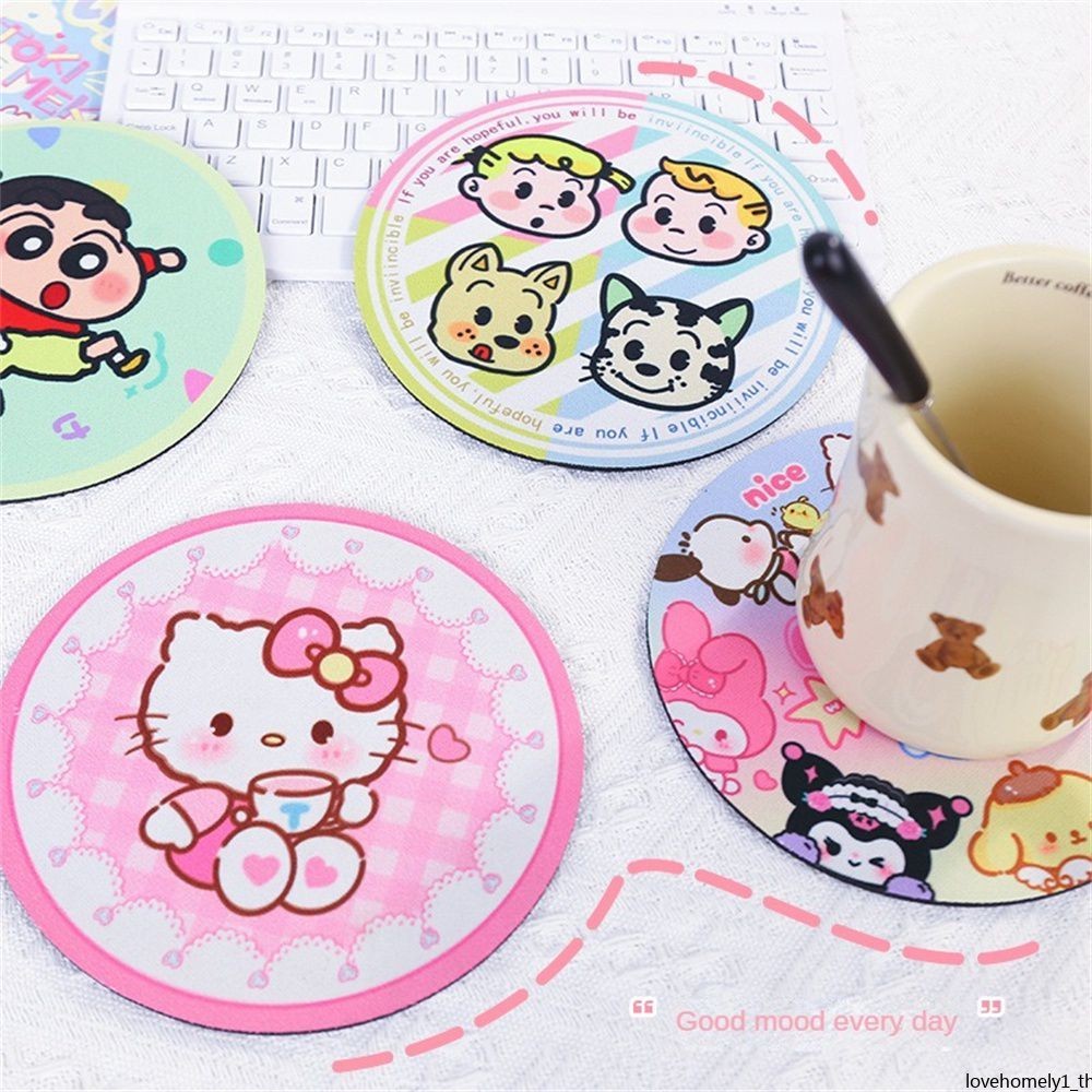 Hello Kitty Placemat กันน้ําน้ํามันหลักฐานตารางเสื่อป้องกันความร้อนหม้อร้อนถ้วยชามฉนวนกันความร้อน Coaster แผ่นรับประทานอาหาร