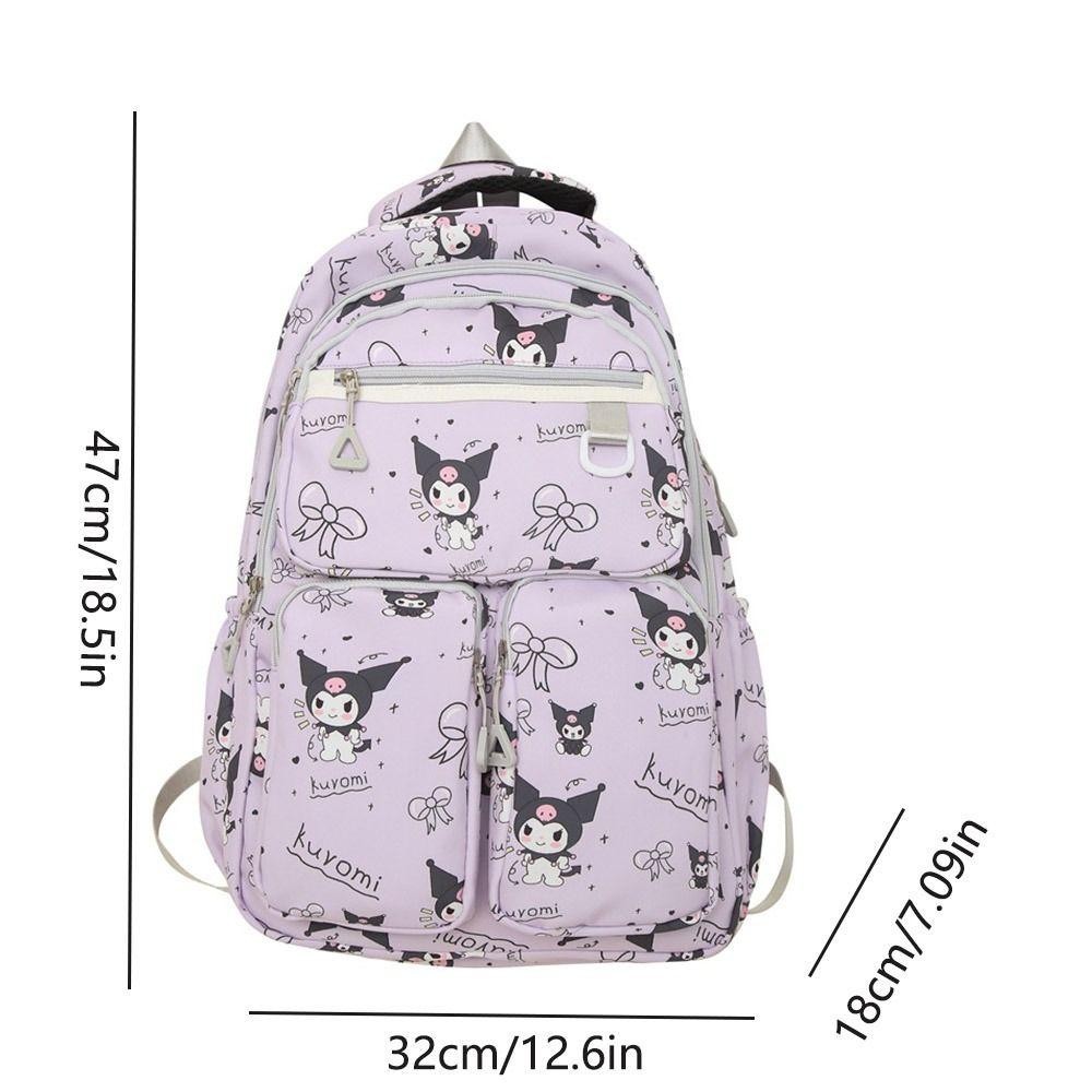Sevenhome3e Kuromi กระเป๋าเป้สะพายหลัง, Cinnamoroll Pachacco Melody กระเป๋านักเรียน, Unique Pompompurin Nylon ความจุขนาดใหญ่น่ารักกระเป๋าสะพายเด็กแพ็ค