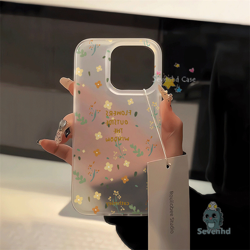 Ins รูปแบบดอกไม้น่ารักสําหรับiPhone 15 11 12 13 14 Pro Max X Xr Xs Max 7 8 6 6s Plus SE 2020 Frosted Ultra Thinเคสโทรศัพท์ป้องกันกันกระแทกTPU Clearปกหลัง