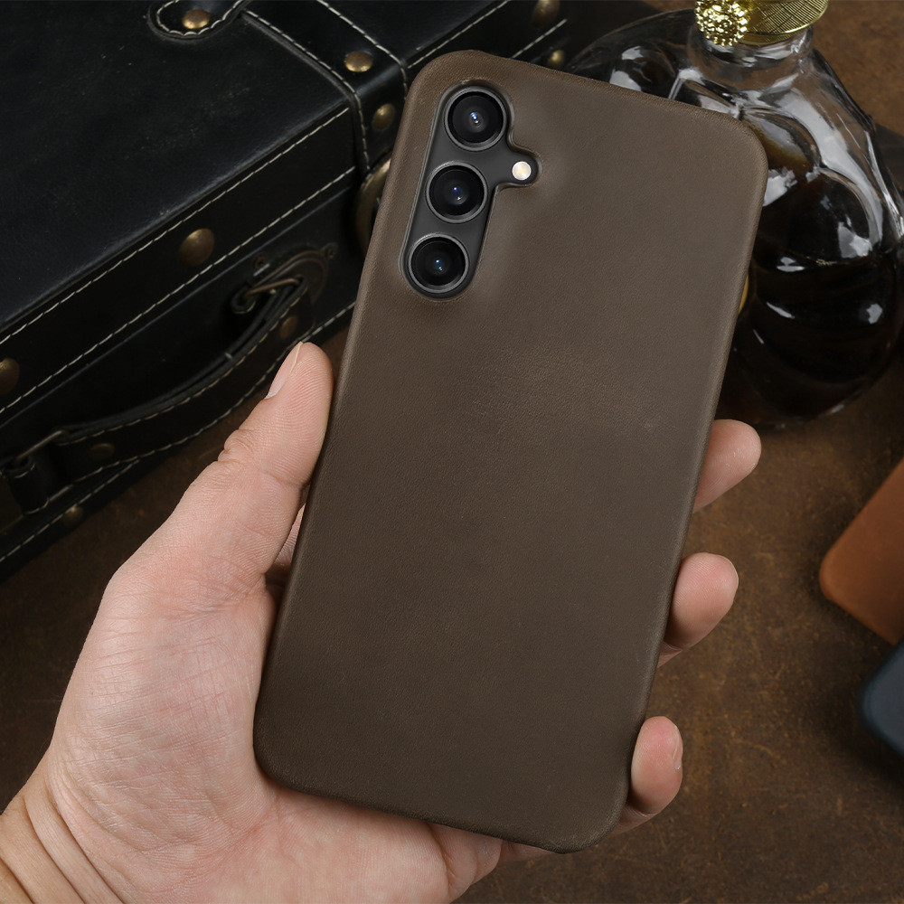 เคสหนังหนังวัวหรูหราสําหรับ Samsung Galaxy S24 Ultra S23 Plus S23 FE ลายม้าบ้า Matte Skin Hard Cover