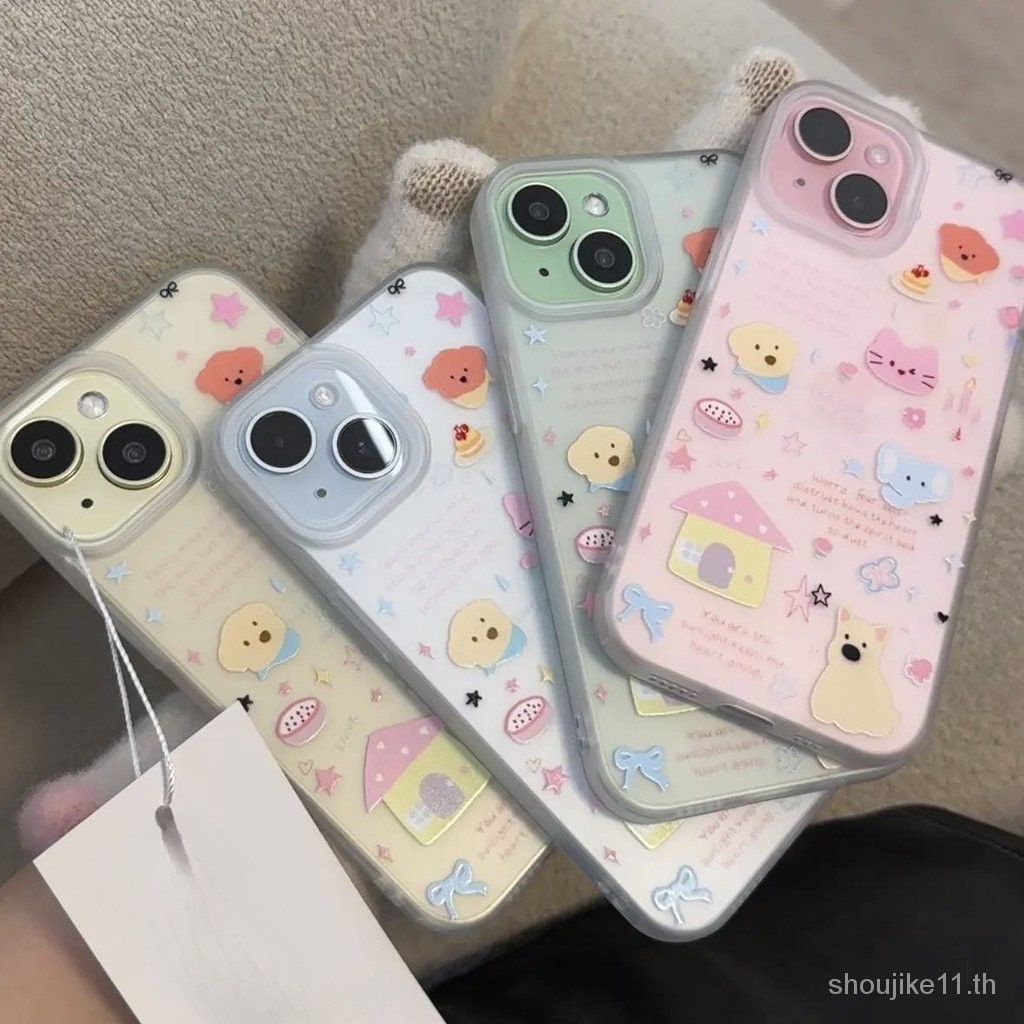 การ์ตูนน่ารักรอยเปื้อนสัตว์ Frosted เหมาะสําหรับ iPhone14promax Apple 15 เคสโทรศัพท์ 13 สไตล์ใหม่ 12 ผิวนุ่มรู้สึก Frosted QUK9