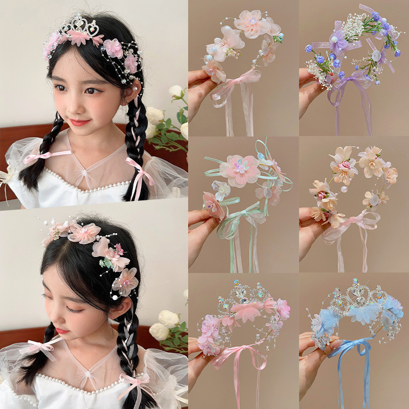เด ็ ก Garland Headwear Princess Performance อุปกรณ ์ เสริมผมสาวหัวดอกไม ้ หวานสไตล ์ เกาหลีที ่ คาดผม
