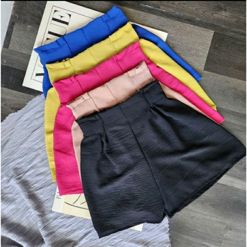 ELLENA - Crinkle Airflow Shorts Hotpants Shortpants Ruffle Ruffle Ruffle Ribbon Crinkle ผู้หญิงอินเท