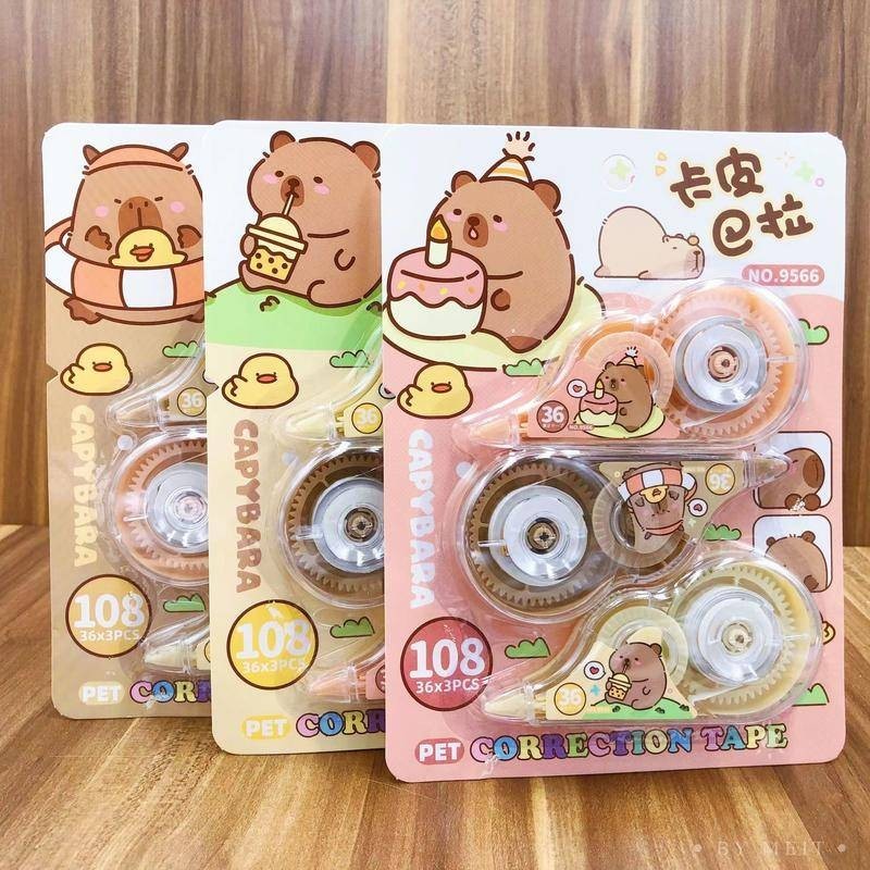Capybara เครื ่ องเขียนอุปกรณ ์ การเรียนการ ์ ตูนสีขาวออกกาวลูกกลิ ้ งการ ์ ตูนเทปแก ้ ไขเด ็ กเครื ่ องเขียนของขวัญ