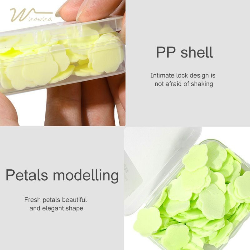 [Windind]เจลล้างมือแบบพกพา แบบใช้แล้วทิ้งสบู่กระดาษ รูปกลีบดอกไม้ ป้องกันไวรัส-wind