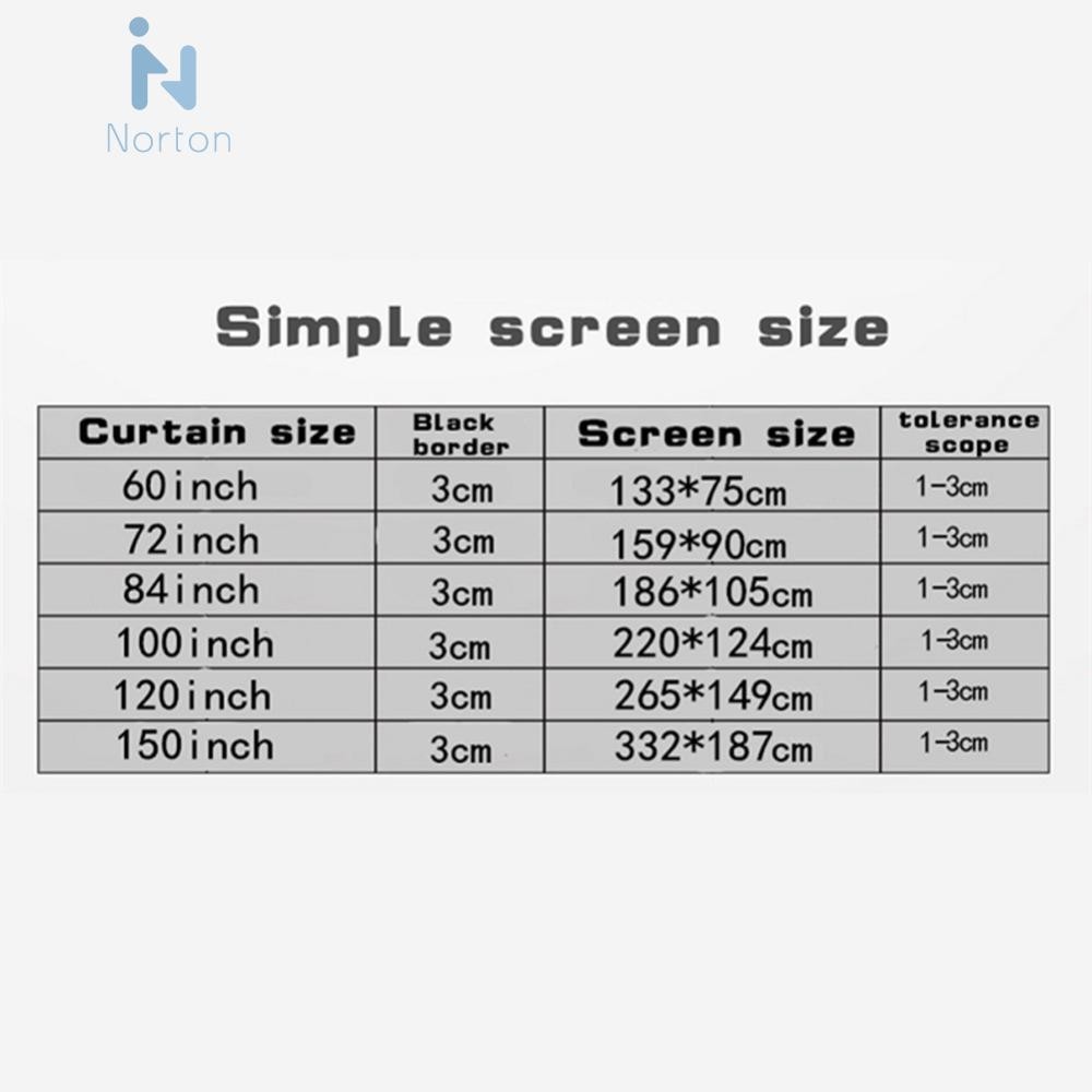 16 9 Simple Projector Curtain 60 72 84 100 120 150 นิ ้ ว HD Display Screen [Norton.th ]