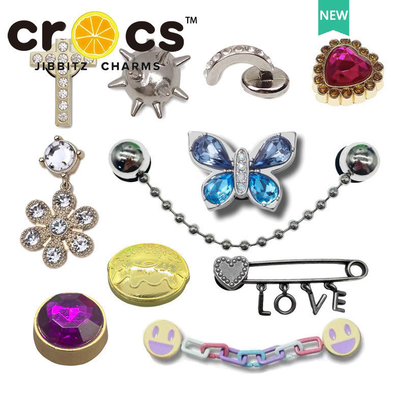 โลหะ jibbitz crocs charm รองเท ้ าหัวเข ็ มขัดโลหะอัญมณีโบว ์ คุณภาพสูงแฟชั ่ นรองเท ้ าอุปกรณ ์ เสริม