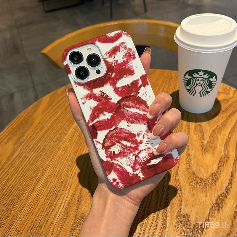 Insสไตล์เซ็กซี่สีแดงlipพิมพ์iphoneเคสโทรศัพท์เข้ากันได้กับiphone 12promax 11pro 13 12 14 15 Proเคสโทรศัพท์Xr xs 7/8plus xsmax Hard Case 15 14 13 11 promax Anti-strike VFRN