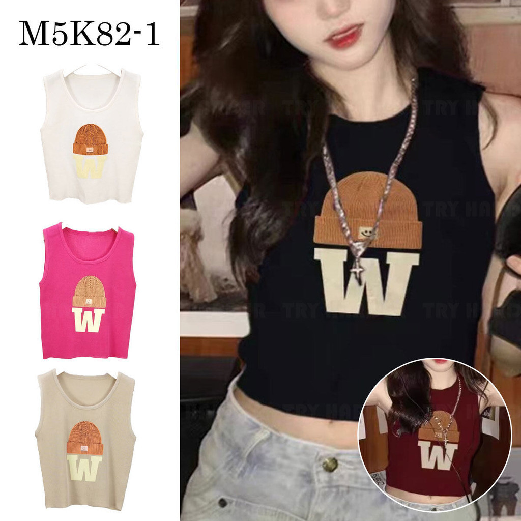 เสื้อกล้ามเอวลอย แต่งลาย W เสื้อแฟชั่นใส่สบาย มีให้เลือกถึง 5 สี *พร้อมส่งจากไทย*