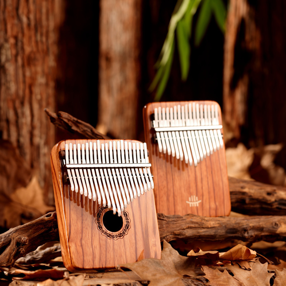 17/21 คีย ์ Kalimba Thumb Piano, Gabonese Rosewood Finger Keyboard Hluru Musical Instruments Pickup 