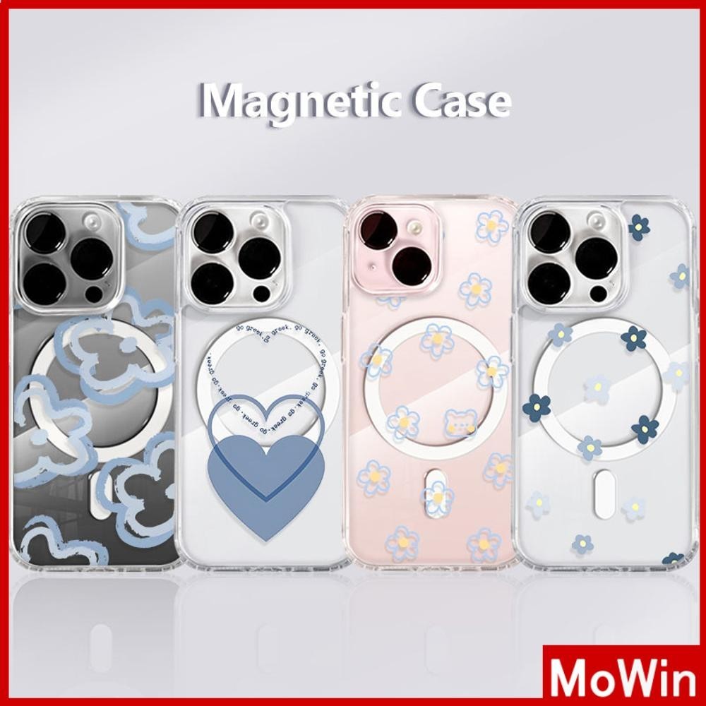 Mowin - สำหรับ iPhone 15 PRO MAX เคส iPhone 11 เสริมสร้างแม่เหล็กอะคริลิคใสกระดานแข็ง TPU กรอบนุ่มกันกระแทกรักดอกไม้ iPhone 14 13 Pro max 12 Pro Max 11 XR XS 7 8Plus max XS XR