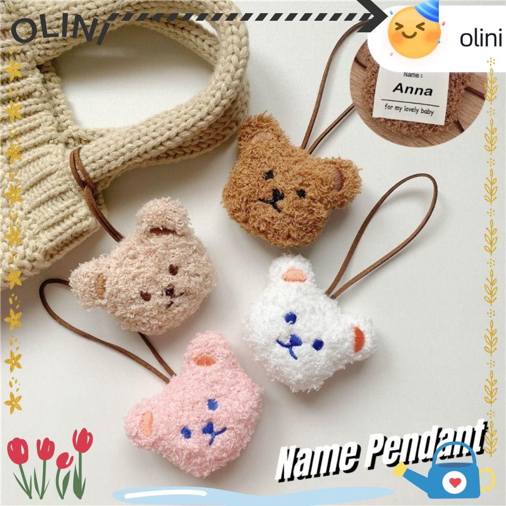 โอลินี หมีพวงกุญแจ,พร้อมชื่อสติกเกอร์ตุ๊กตาตุ๊กตาหมีจี้,การ์ตูนตลกแขวนเครื่องประดับตุ๊กตากระเป๋าเป้สะพายหลังพวงกุญแจตกแต่ง