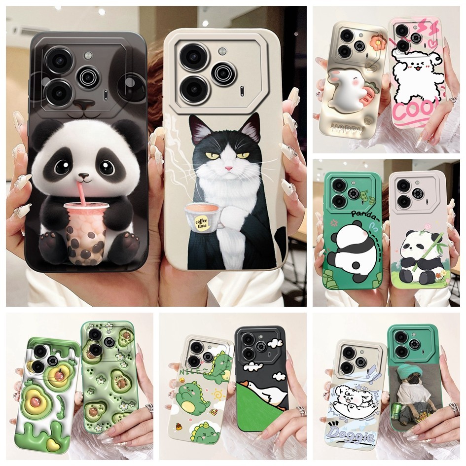 ปลอกสําหรับ Tecno Pova 6 Pro 5G กรณี LI9 น่ารัก Panda กล้องป้องกันซิลิโคนนุ่มสําหรับ Tecno Pova 6 LI