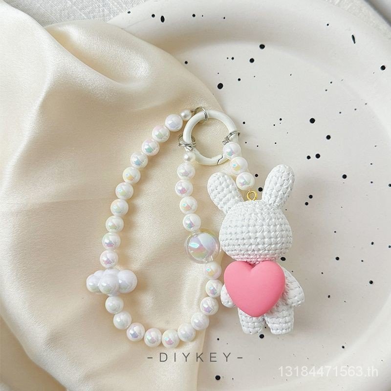 Love Bunny Original Handmade จี ้ All-Match ลูกปัดโทรศัพท ์ มือถือพวงกุญแจน ่ ารักกระเป ๋ าจี ้ ของขวัญคู ่