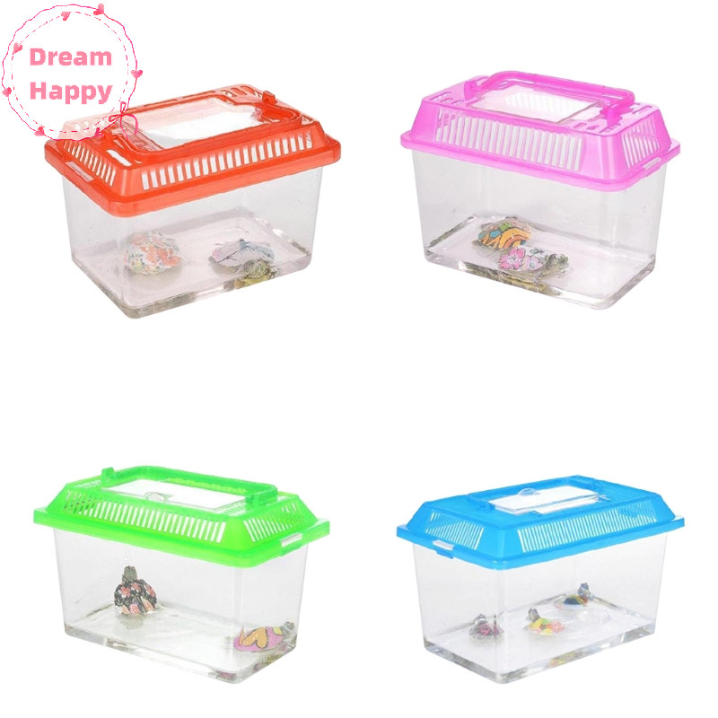Dreamhappy ปลาพลาสติกมือถือแบบพกพาออกแบบคัตเอาท์โปร่งใสสําหรับเต่า PetFish TH