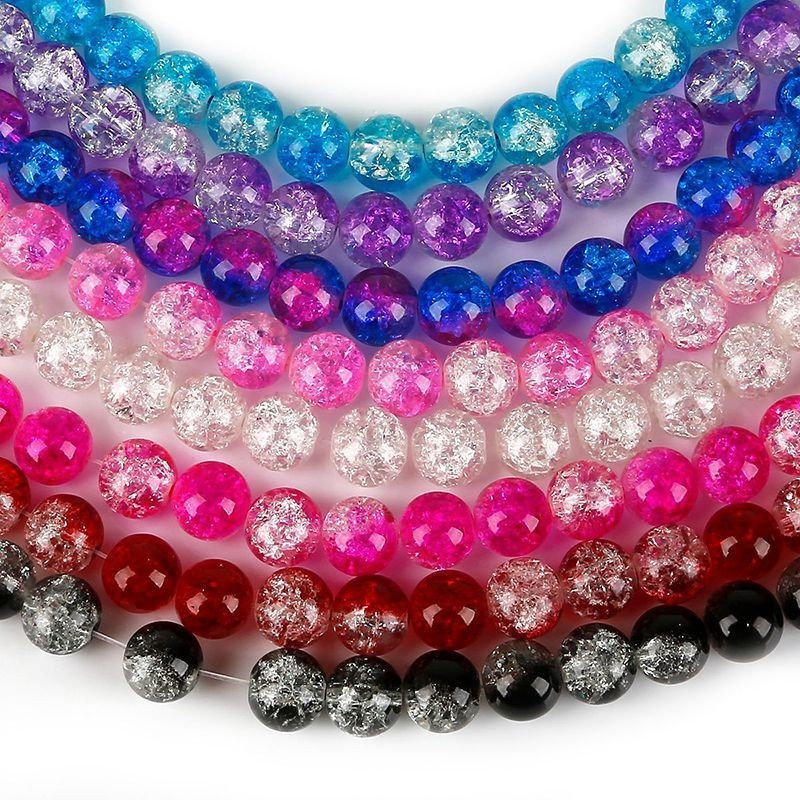 20 ชิ้น 8 มิลลิเมตร Crackle อะคริลิค Spacer ลูกปัดหลวมลูกปัดรอบจี้สร้อยคอสร้อยข้อมือ DIY เครื่องประดับอุปกรณ์เสริม