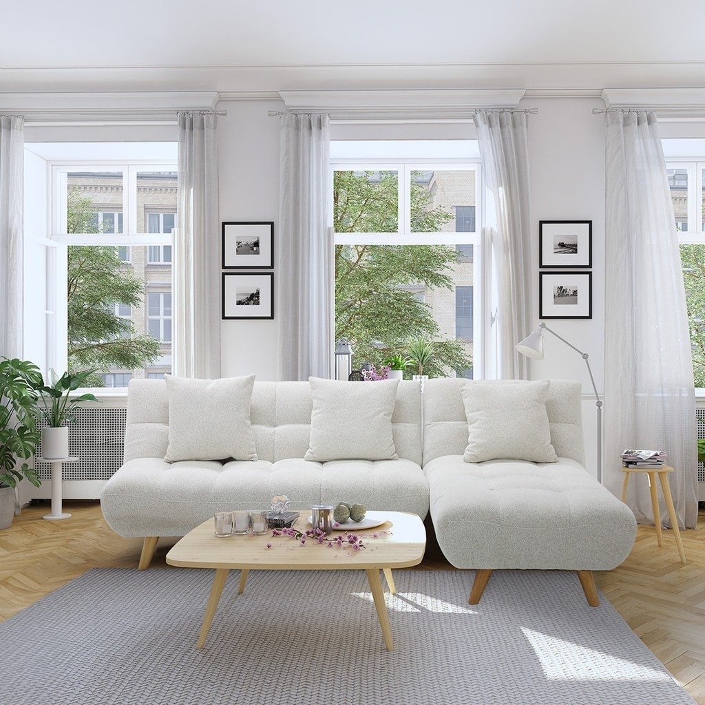 SB Design Square โซฟาเข้ามุม รุ่น Jawy สีครีม (223x136x81 ซม.) แบรนด์ KONCEPT FURNITURE