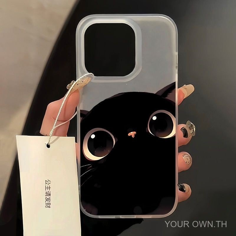 แมวดําตัวน้อย Apple 14 เคสโทรศัพท์ xsmax/xr Frosted นักเรียนผู้ชายผู้หญิง Precision Hole น่ารักน่ารักกันกระแทก 2QB4