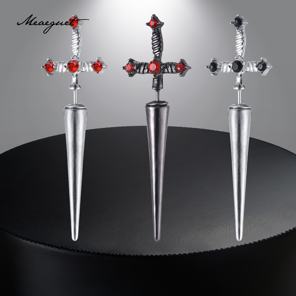 Meaeguet ดาบต่างหูสําหรับผู้ชาย Gothic กริชต่างหู Studs ต่างหู Punk Hip Hop ต่างหูเครื่องประดับ