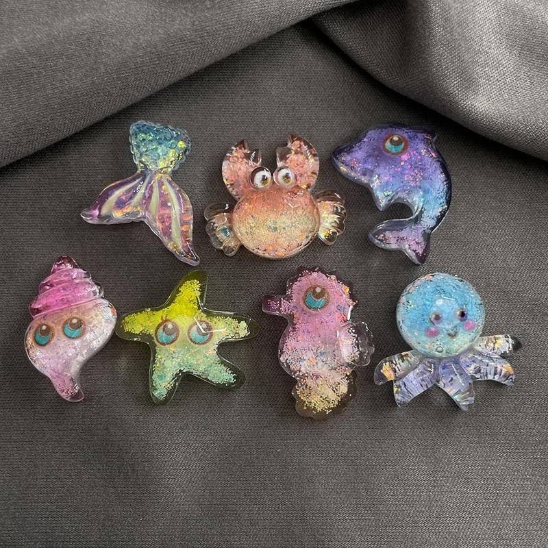โปร่งใสเงาสัตว์ทะเล Jibz Cro รองเท้า Charm DIY น่ารักเรซิ่นเครื่องประดับอุปกรณ์เสริม DIY เคสโทรศัพท์