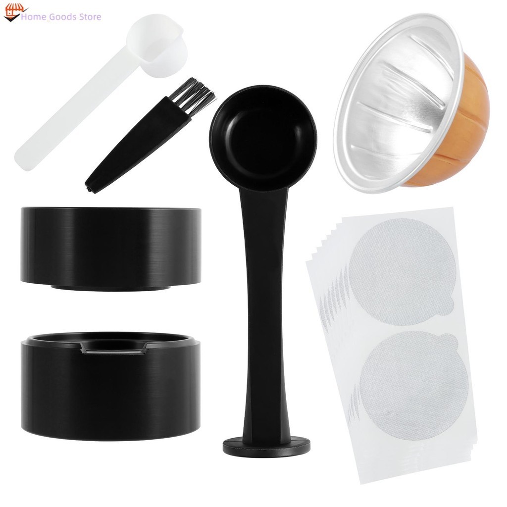 Coffee Pod Refill Kit Reusable Vertuo Pod Refill Kit Coffee Capsule Refill Kit 100 ชิ้นอลูมิเนียมฟอย
