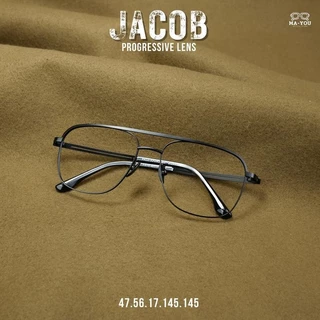 แว่นตาสายตายาวเลนส์โปรเกรสซีฟ ไร้รอยต่อ รุ่น JACOB ''เจคอบป์'' T-5115 กรอบแว่นไทเทเนี่ยม มอง 3 ระยะ ออกแดดเปลี่ยนสีเทาดำ