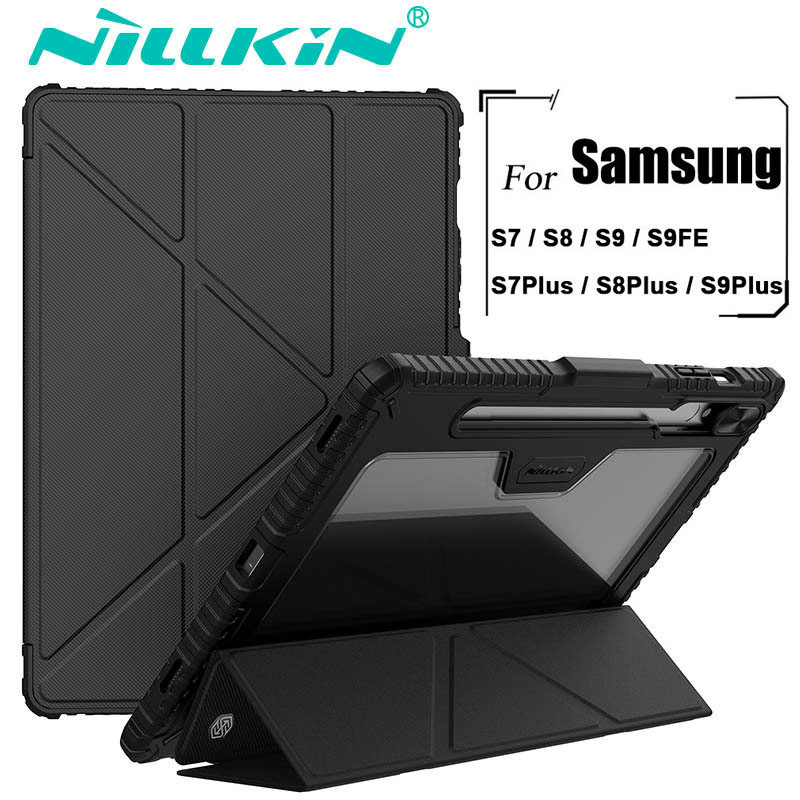 Samsung Tab S9 FE+ เคส NILLKIN หนัง PU กันกระแทกกล้อง แบบสไลด์ได้ สําหรับ Samsung Tab S7 S8 S9 S7FE 