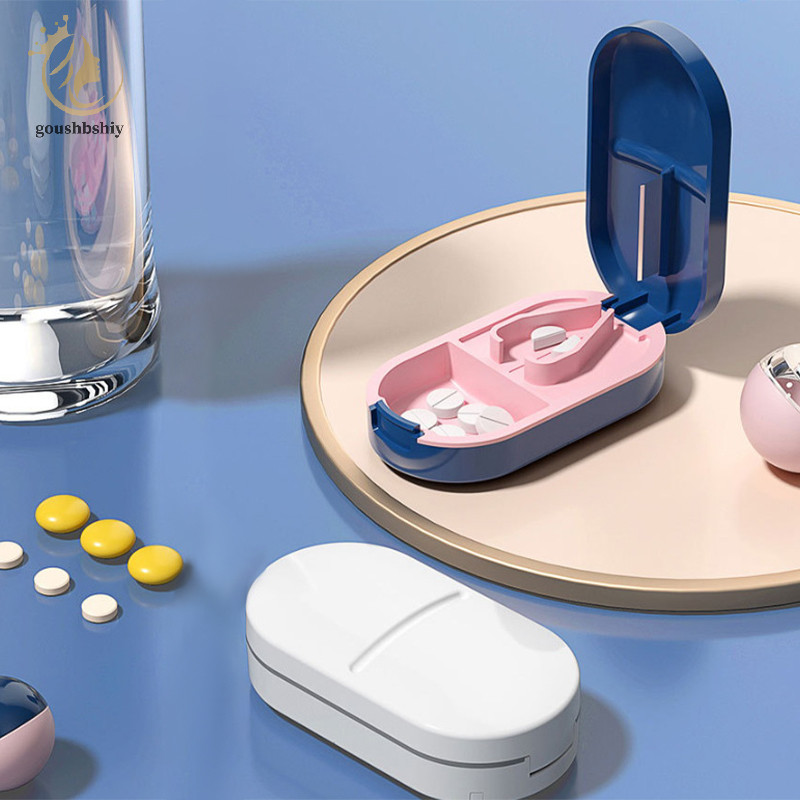 [goushbshiy] 1 ชิ้นกล่องตัดยาแบบพกพากล่องยาแท็บเล็ต Splitter ที่ใส่ยายากล่องตัดยาอเนกประสงค์สีคมชัด TH - รูปที่ 2