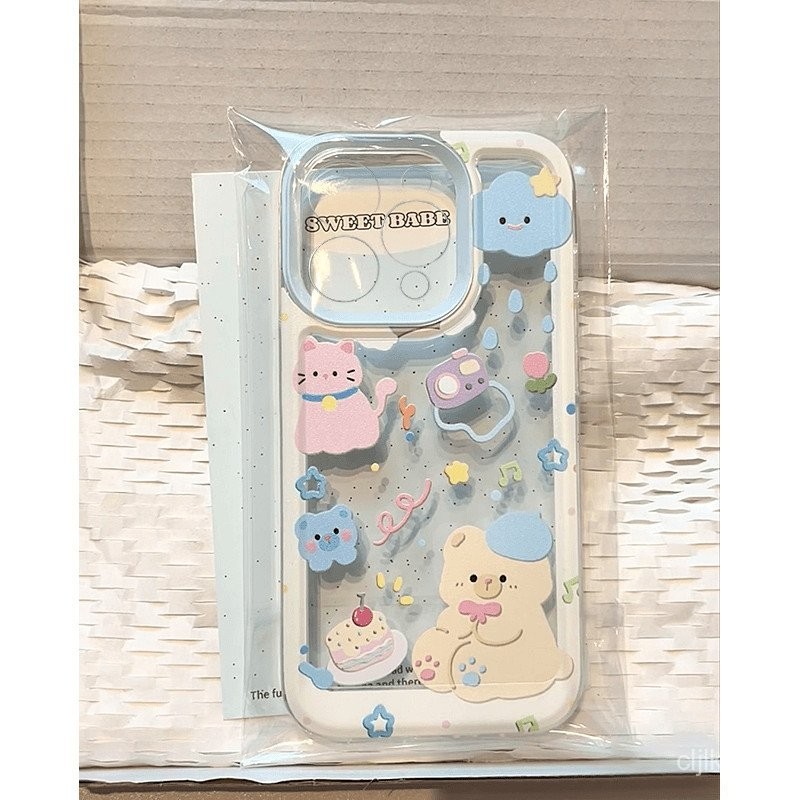 หมีฤดูร้อน 13/12/11 เหมาะสําหรับ iphone15PROMAX เคสโทรศัพท์ iPhone15/14PLUS Fresh X/XR/XSMAX ใหม่ Soft Case 78P รวมทุกอย่าง SE2020