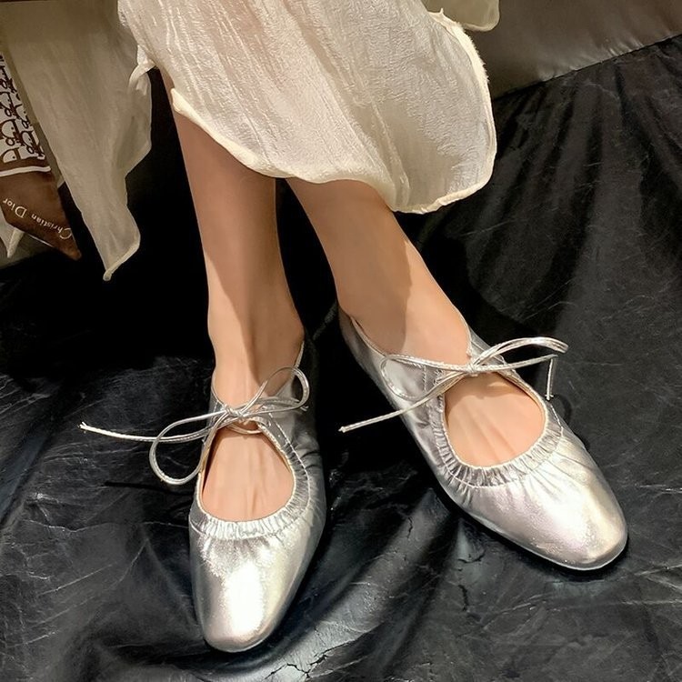 ผู้หญิงรองเท้าแบน Mary Jane Soft-Soled รองเท้า PU Slip-On