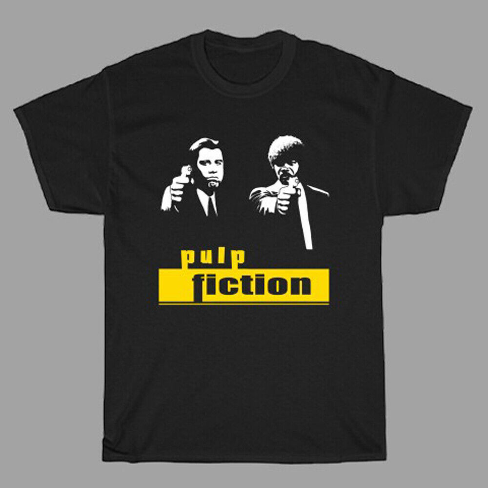 Pulp Fiction Movie Logo เสื้อยืดสีดําผู้ชาย
