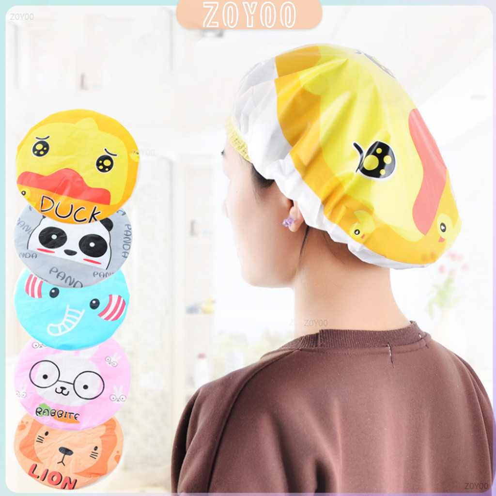 ZY หมวกคลุมผมอาบน้ำ กันน้ำ ลายการ์ตูนน่ารัก   Shower Cap Kids