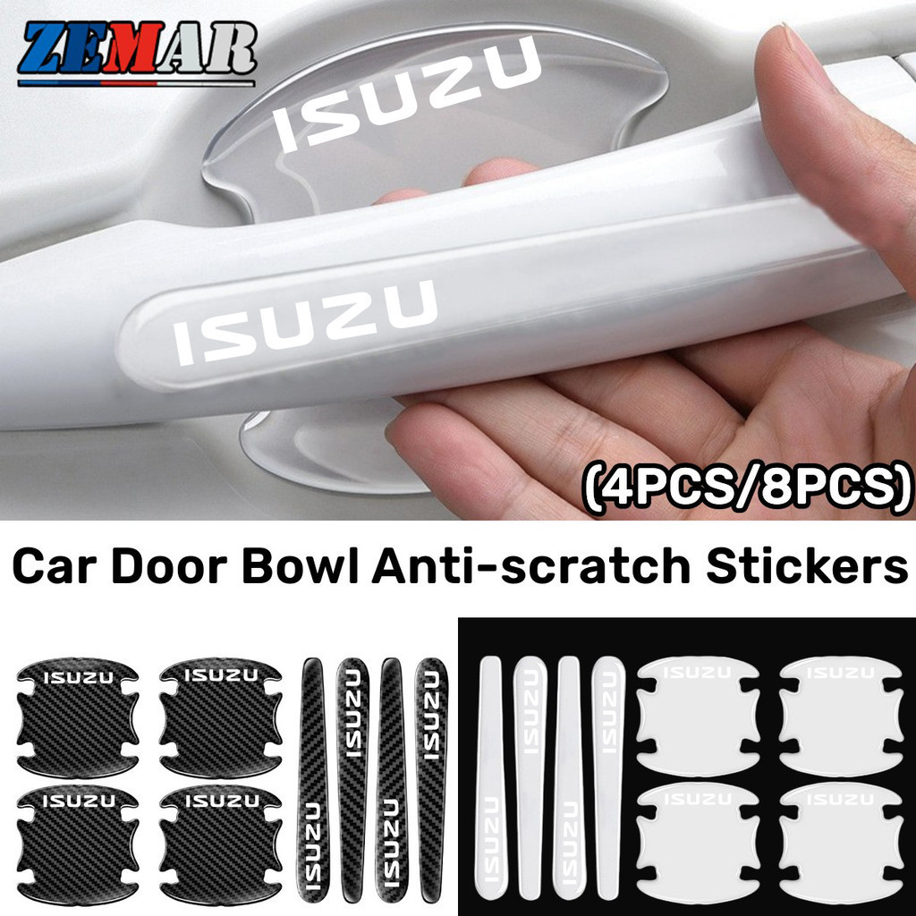 4/8 ชิ้น ISUZU โปร่งใส ติดมือจับประตูรถยนต์ สติกเกอร์ป้องกันชามประตู ป้องกันรอย กเกอร์ตกแต่งรถยนต์ for ISUZU Panther Elf Traga Dmax Mux Trooper MU7 TFR Crosswind Panther Sportivo