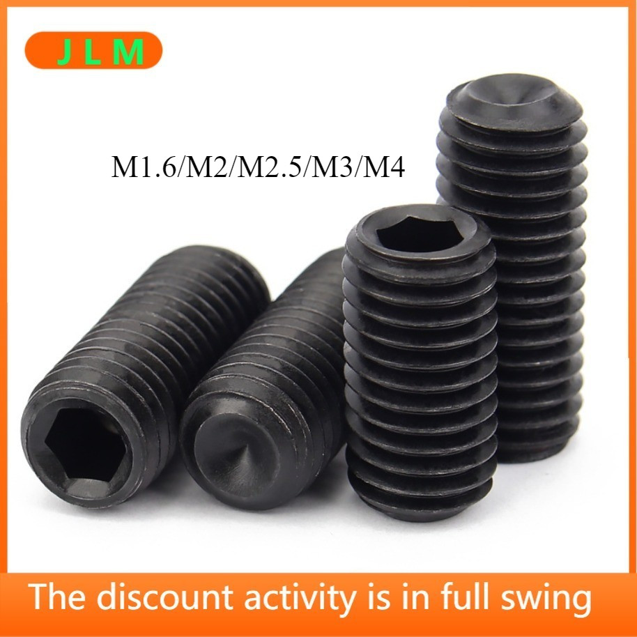((JLMN) สกรูยึดปลายเว้า สกรูขนาดเล็ก M1.6/M2/M2.5/M3/M4 เกรด 12.9 สกรูซ็อกเก็ตหกเหลี่ยมความแข็งแรงสูง