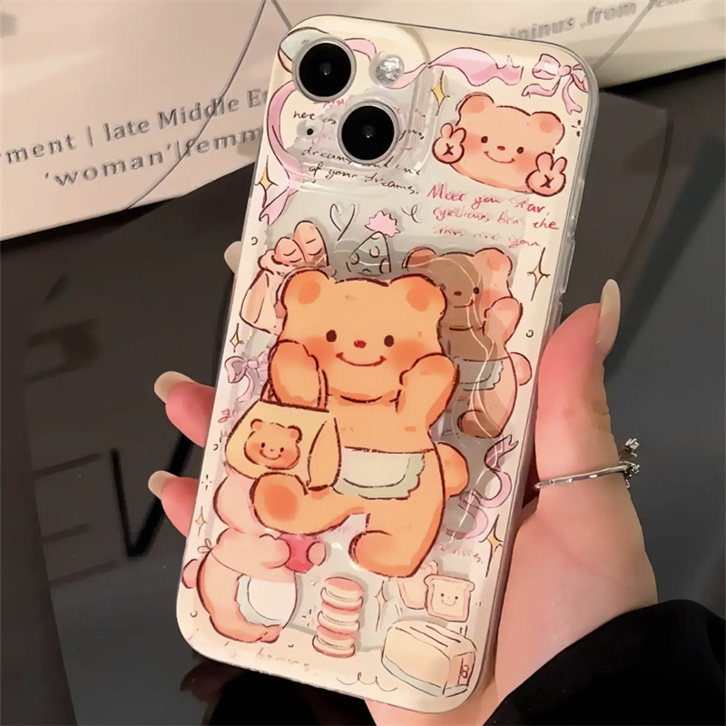 ขายึดหมีเนยเหมาะสําหรับเคสโทรศัพท์ Samsung S24Ultra S23PlusS22FES21Note20Ultra