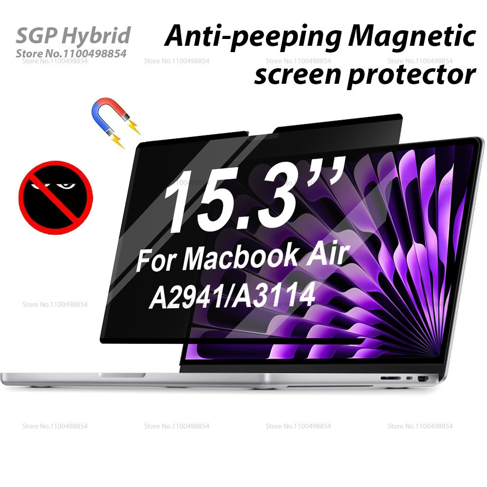 แม่เหล็กความเป็นส่วนตัวป้องกันหน้าจอฟิล์มสําหรับmacbook Air 15 นิ้ว 15.3 2023-2024 M2 M3 A2941 A3114 แล็ปท็อปที่ถอดออกได้Anti + ฟิล์มpeeping