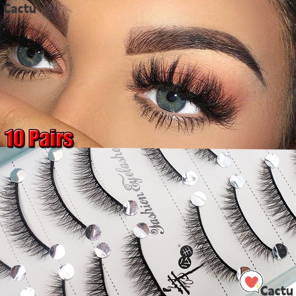 Cactu ขนตาปลอม ขนมิงค์เทียม 6D แฮนด์เมด ใช้ซ้ําได้ 10 คู่