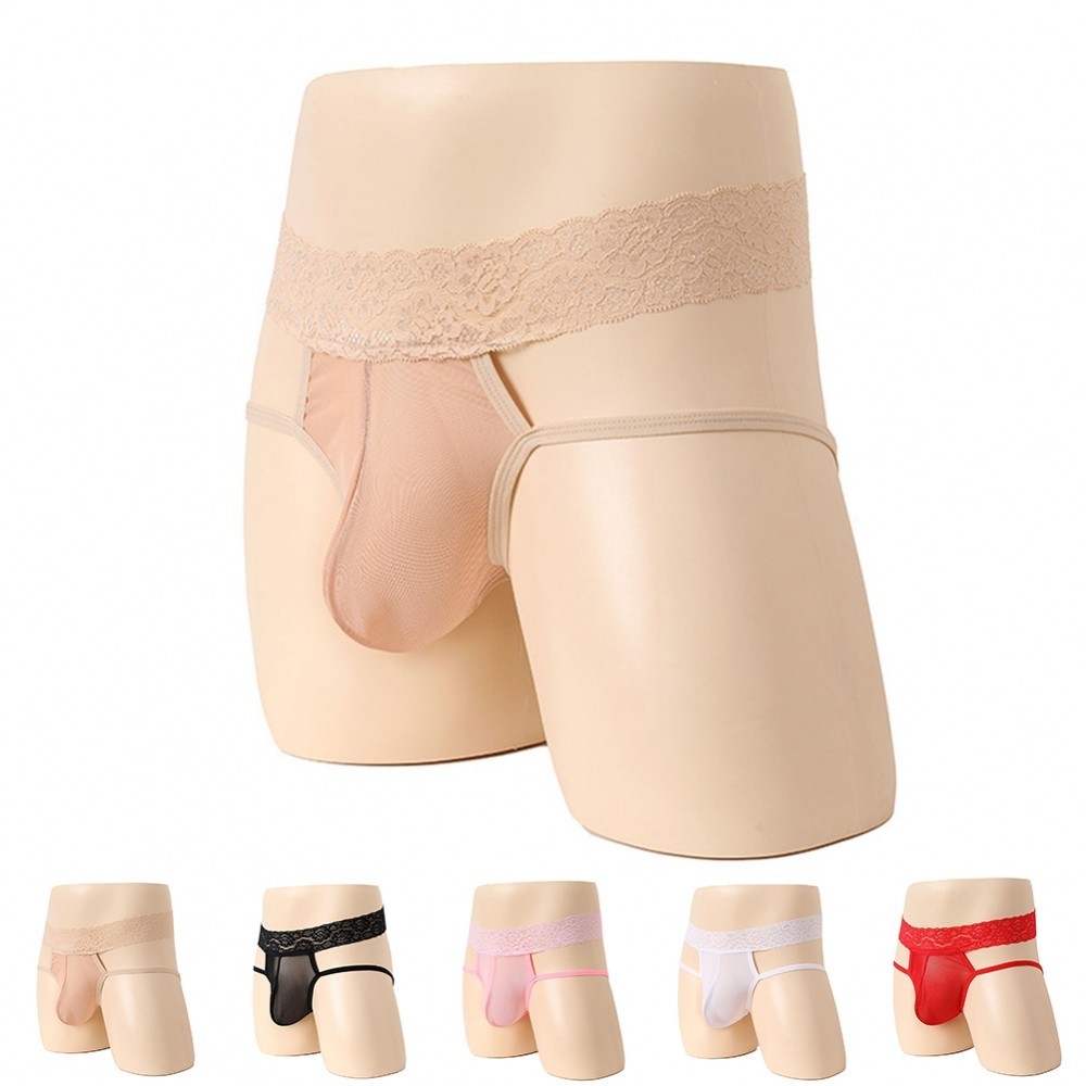 Mens Lace Thongs กระเป๋าชุดชั้นใน Low Rise G String กางเกงกางเกงกางเกง