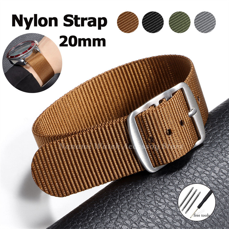 20 มม.ไนลอน Ribbed NATO สายนาฬิกา Universal ผ้าใบทอ One Loop Zulu สายรัดข้อมือทหารกีฬา Casual สร้อยข้อมือผู้ชายผู้หญิงนาฬิกาเข็มขัดเปลี่ยน